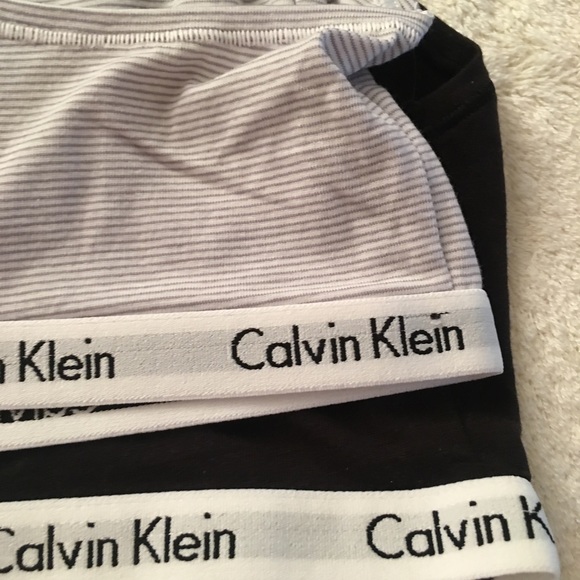 NWT Calvin Klein 2pk Bralette Blk,Gry/WhT stripe,S - Picture 5 of 7